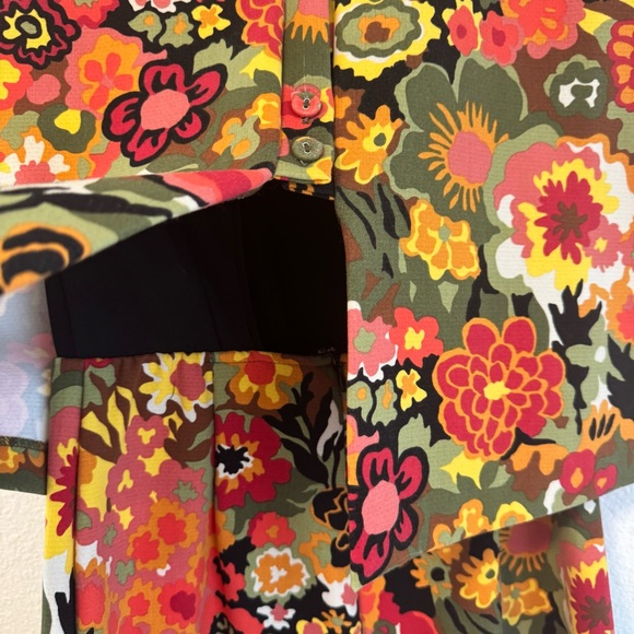 Zara Trafaluc Floral Romper in Green & Orange Small - Picture 8 of 14